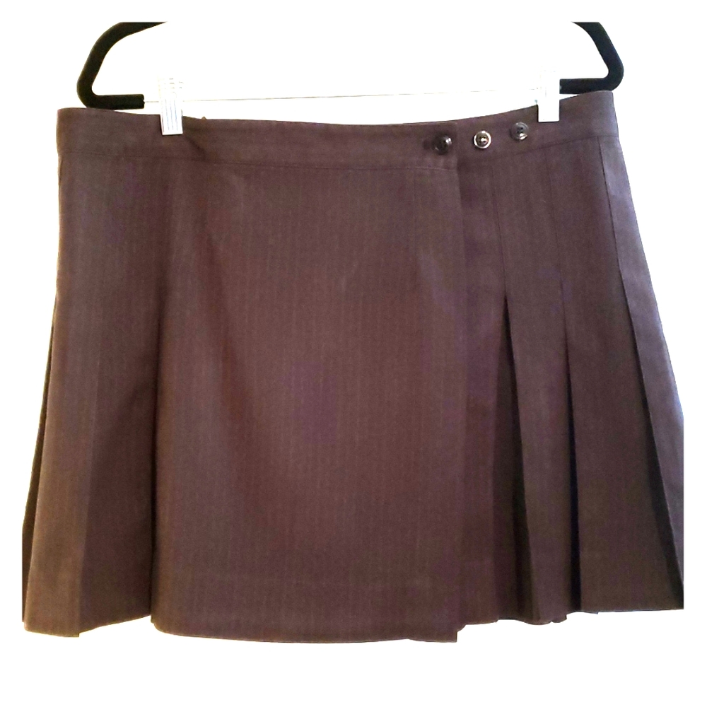 Pleated, dark grey,adjustable, school girl skirt.